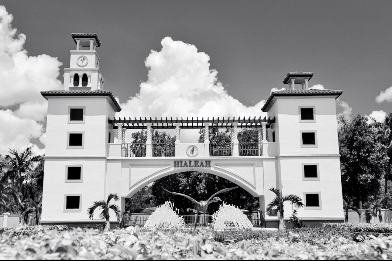 Black & Picture Picture of the Hialeah Fountain on Okeechobee.