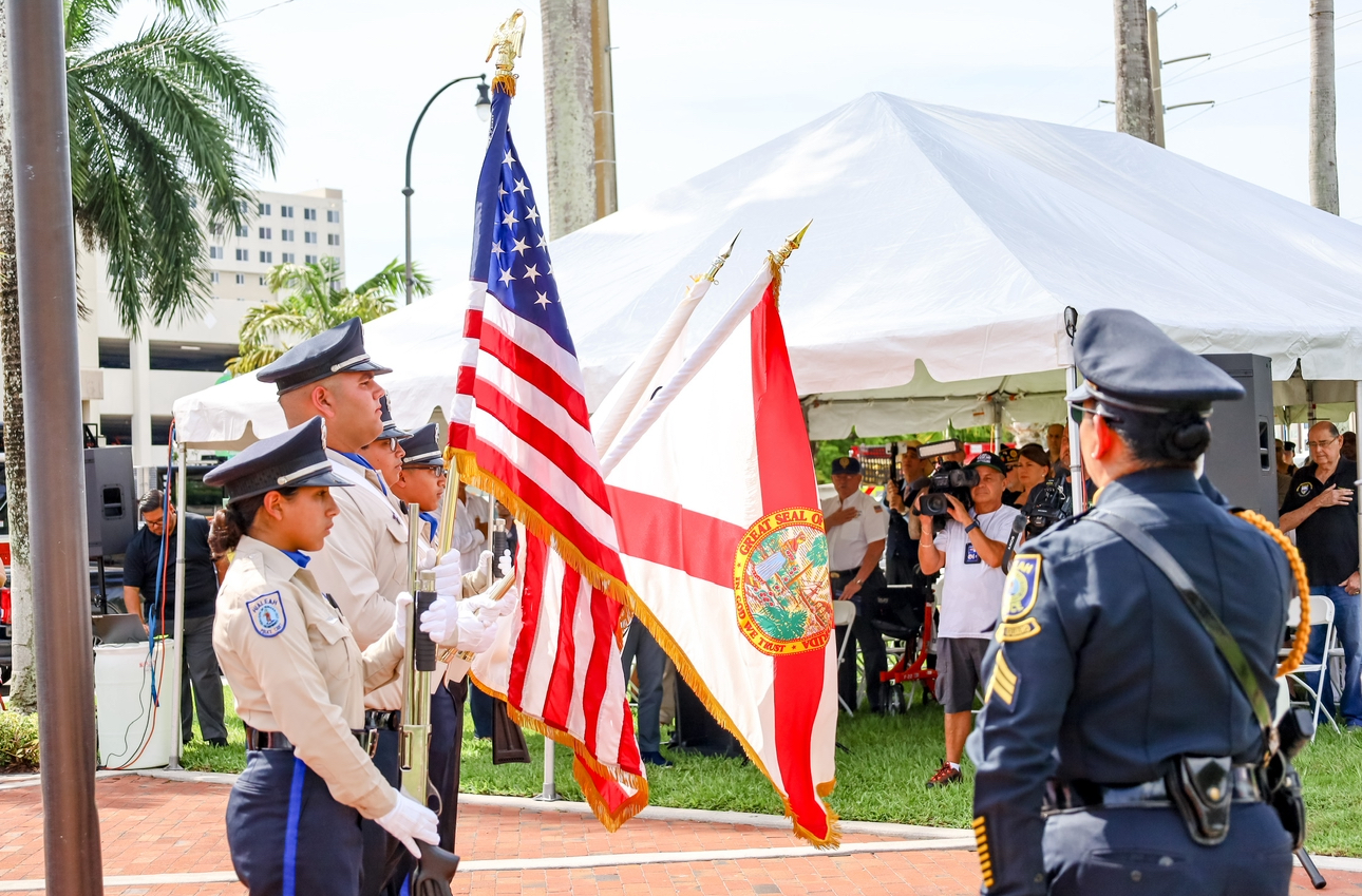 The Hialeah Cadets doing the presentation of colors