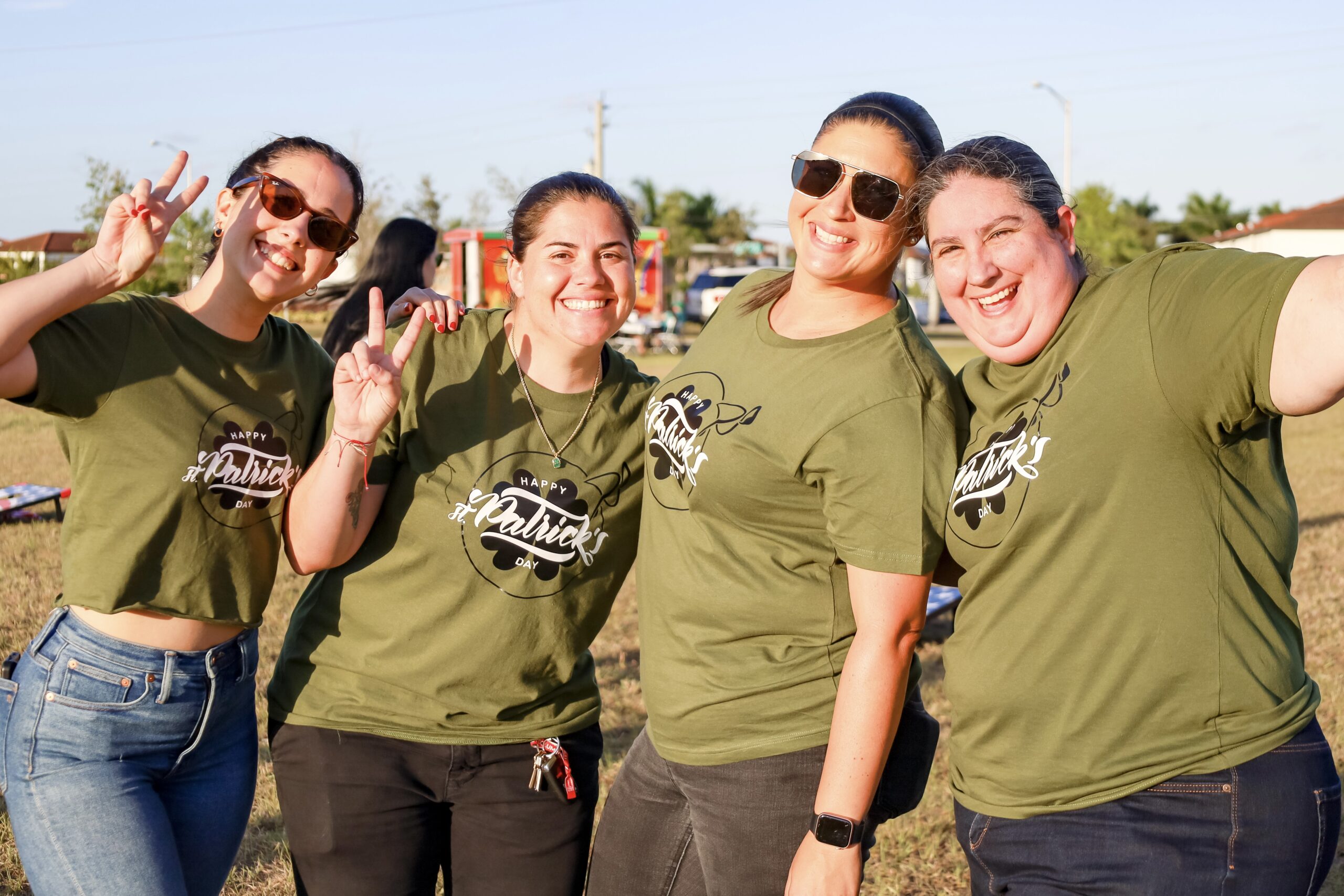 Group of friends posing at the Hialeah Eats Food Truck Night event